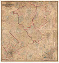 Philadelphia and Trenton Vicinity, Pennsylvania 1860 - Old Map Reprint - County Wall Map