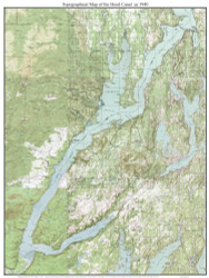 Hood Canal 1940 - Custom USGS Old Topo Map - Washington State 15x15