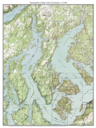 Key Peninsula 1940 - Custom USGS Old Topo Map - Washington State 15x15