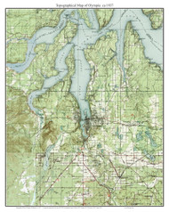 Olympia 1937 - Custom USGS Old Topo Map - Washington State 15x15