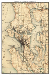 Seattle and Lake Washington 1900 - Custom USGS Old Topo Map - Washington State 30x30