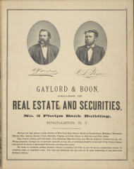 Gaylord & Boon Real Estate, New York 1876 - Old Town Map Reprint - Broome Co. Atlas 37