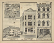 Residence of M. Stampfler, Exchange Hotel, Binghamton Republican and C.W. Sears, New York 1876 - Old Town Map Reprint - Broome Co. Atlas 49