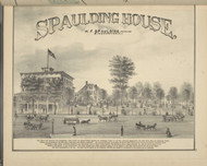 Spaulding House, New York 1876 - Old Town Map Reprint - Broome Co. Atlas 51