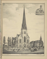 St. Patrick's Church, New York 1876 - Old Town Map Reprint - Broome Co. Atlas 53
