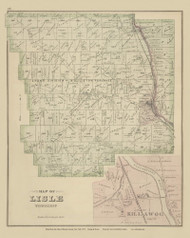 Town of Lisle and Killawog Village, New York 1876 - Old Town Map Reprint - Broome Co. Atlas 68