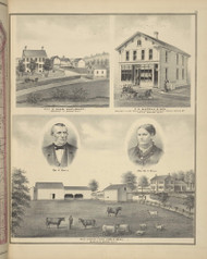 Residences of Chas. Hurlburt &  Wm. H. Beal and F.H. Marean & Son Store, New York 1876 - Old Town Map Reprint - Broome Co. Atlas 73