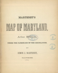 Title Page Martenet's Map of Maryland, Maryland 1866 Old Map Reprint 1