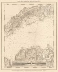 Captains Island Lighthouse & Greenwich 1855 - New York 80,000 Scale Custom Chart