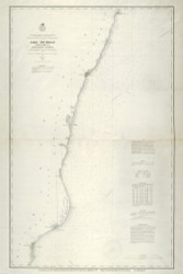 Lake Michgan Coast Chart No. 1 1877 Great Lakes Survey - First Series Chart Reprint 55