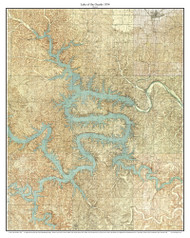 Lake of the Ozarks 1934 - Custom USGS Old Topo Map - Missouri