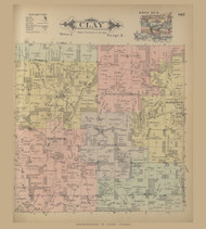 Clay, Ohio 1896 Old Town Map Custom Reprint - Knox Co. 46