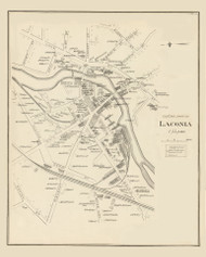 Laconia Central, New Hampshire 1892 Old Town Map Reprint - Hurd State Atlas Belknap