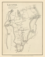 Laconia Town, New Hampshire 1892 Old Town Map Reprint - Hurd State Atlas Belknap