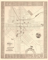 Lancaster 1850 - Old Map Reprint PA Cities
