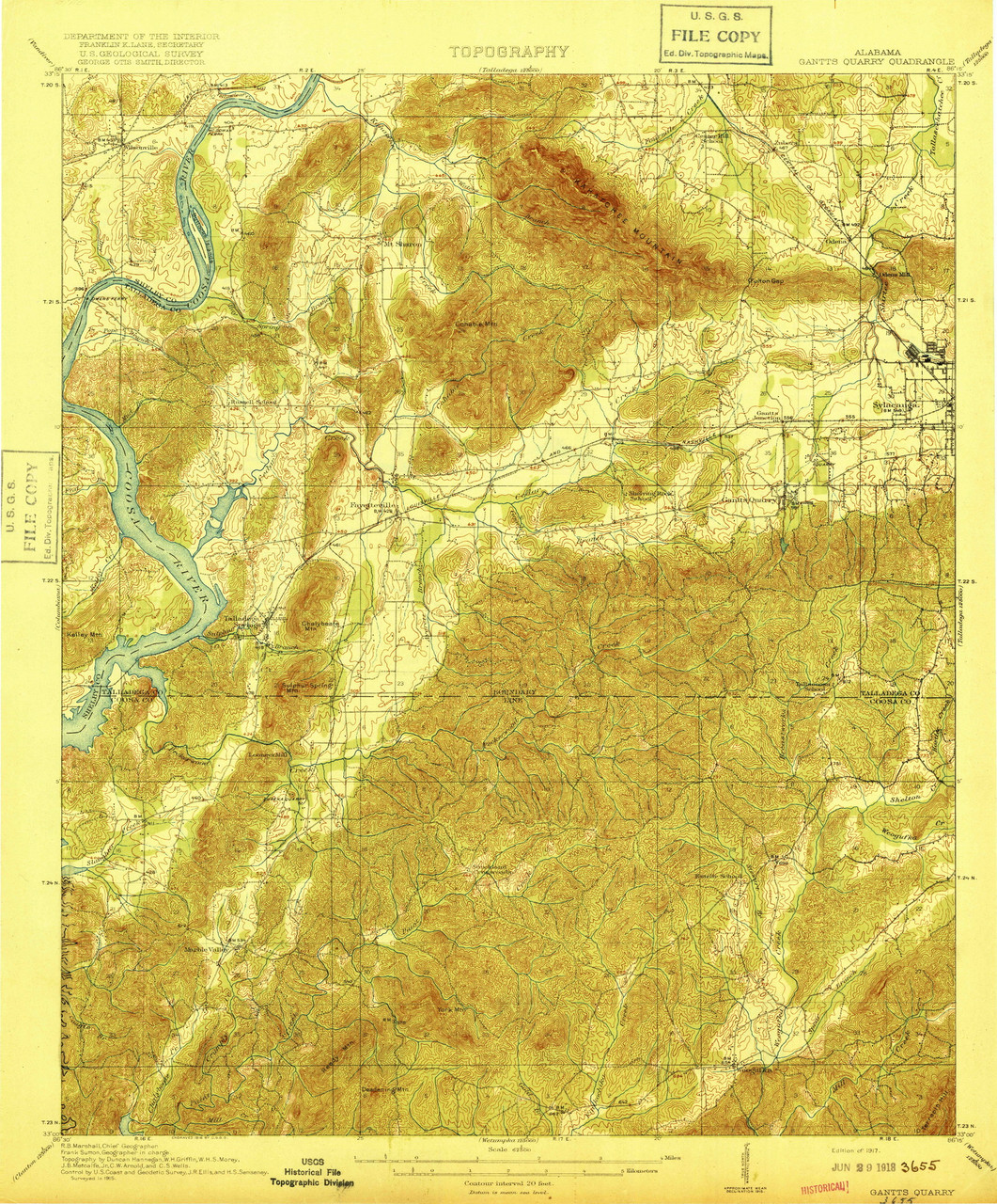 Gantts Quarry, Alabama 1917 (1917) USGS Old Topo Map Reprint 15x15 AL