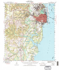 Mobile, Alabama 1940 (1968) USGS Old Topo Map Reprint 15x15 AL Quad 305629