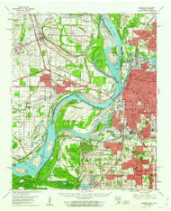 Memphis, Tennessee 1960 (1963) USGS Old Topo Map Reprint 15x15 AR Quad 150037