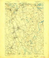 Abington, Massachusetts 1893 (1898) USGS Old Topo Map Reprint 15x15 MA Quad 352425