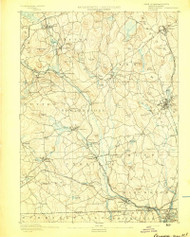 Blackstone, Massachusetts 1893 (1893) USGS Old Topo Map Reprint 15x15 MA Quad 352488