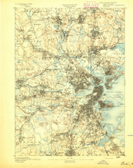 Boston, Massachusetts 1893 (1893) USGS Old Topo Map Reprint 15x15 MA Quad 352499