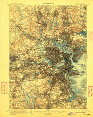 Boston, Massachusetts 1903 (1910) USGS Old Topo Map Reprint 15x15 MA Quad 352508