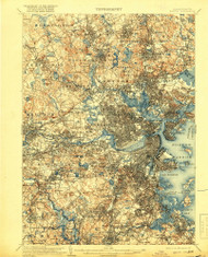 Boston, Massachusetts 1903 (1918) USGS Old Topo Map Reprint 15x15 MA Quad 352510