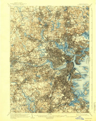 Boston, Massachusetts 1903 (1939) USGS Old Topo Map Reprint 15x15 MA Quad 352497