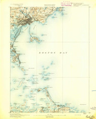 Boston Bay, Massachusetts 1892 (1892) USGS Old Topo Map Reprint 15x15 MA Quad 352519