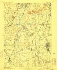 Dedham, Massachusetts 1894 (1909) USGS Old Topo Map Reprint 15x15 MA Quad 352580