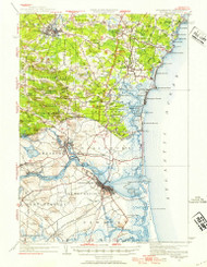 Exeter, New Hampshire 1932 (1954) USGS Old Topo Map Reprint 15x15 MA Quad 330031