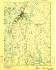 Fall River, Massachusetts 1893 (1903) USGS Old Topo Map Reprint 15x15 MA Quad 352617