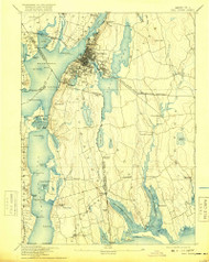 Fall River, Massachusetts 1893 (1918) USGS Old Topo Map Reprint 15x15 MA Quad 352621
