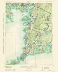 Falmouth, Massachusetts 1915 (1943) USGS Old Topo Map Reprint 15x15 MA Quad 352629