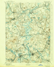 Framingham, Massachusetts 1894 (1938) USGS Old Topo Map Reprint 15x15 MA Quad 352656