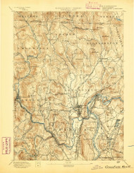 Grenfield, Massachusetts 1894 (1894) USGS Old Topo Map Reprint 15x15 MA Quad 352727