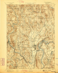 Grenfield, Massachusetts 1894 (1898) USGS Old Topo Map Reprint 15x15 MA Quad 352728