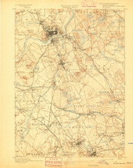 Lawrence, Massachusetts 1893 (1893) USGS Old Topo Map Reprint 15x15 MA Quad 352791