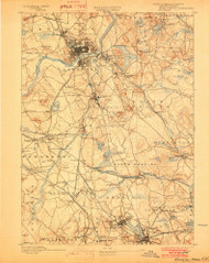 Lawrence, Massachusetts 1893 (1902) USGS Old Topo Map Reprint 15x15 MA Quad 352793