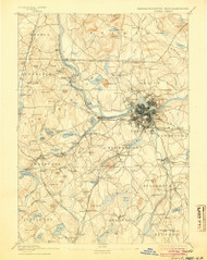 Lowell, Massachusetts 1893 (1904) USGS Old Topo Map Reprint 15x15 MA Quad 352807