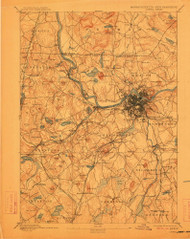 Lowell, Massachusetts 1893 (1912) USGS Old Topo Map Reprint 15x15 MA Quad 352810