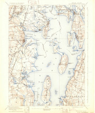 Narrangansett Bay, Rhode Island 1892 (1931) USGS Old Topo Map Reprint 15x15 MA Quad 353512