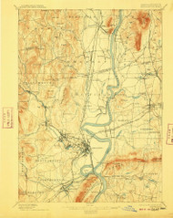 Northampton, Massachusetts 1895 (1909) USGS Old Topo Map Reprint 15x15 MA Quad 352905