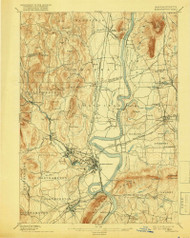 Northampton, Massachusetts 1895 (1918) USGS Old Topo Map Reprint 15x15 MA Quad 352907