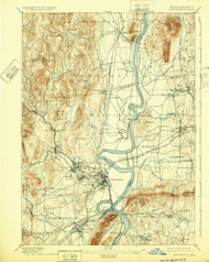 Northampton, Massachusetts 1895 (1932) USGS Old Topo Map Reprint 15x15 MA Quad 352909