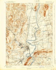 Northampton, Massachusetts 1895 (1939) USGS Old Topo Map Reprint 15x15 MA Quad 352911