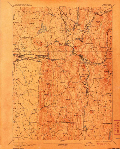 Palmer Massachusetts 1893 1907 Usgs Old Topo Map Reprint 15x15 Ma Quad 352922 Old Maps 8753