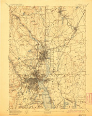 Providence, Rhode Island 1894 (1907) USGS Old Topo Map Reprint 15x15 MA Quad 352971