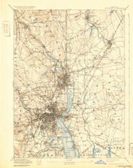Providence, Rhode Island 1894 (1932) USGS Old Topo Map Reprint 15x15 MA Quad 352978