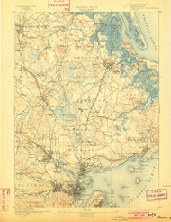 Salem, Massachusetts 1893 (1902) USGS Old Topo Map Reprint 15x15 MA Quad 353002